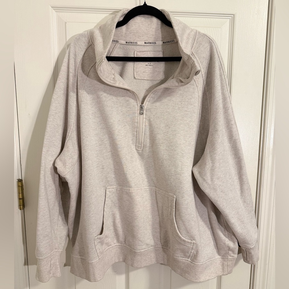 Maurices Grey Quarter Zip Fleece Pullover Sweatshirt